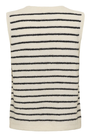 Part Two Striped Knitted Waistcoat Ivory Navy Blue Pimira - MMJs Fashion