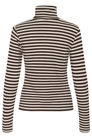Part Two Striped Roll Neck Top Brown Efinas - MMJs Fashion