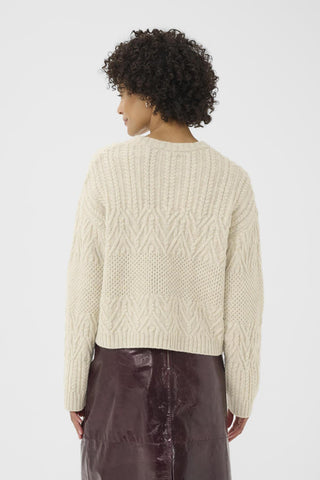 Part Two Textured Knit Jumper Beige Sindy - MMJs Fashion