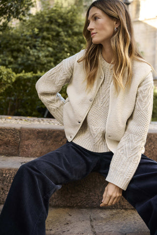 Part Two Textured Knit Jumper Beige Sindy - MMJs Fashion