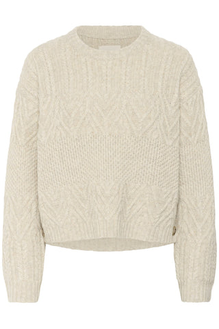 Part Two Textured Knit Jumper Beige Sindy - MMJs Fashion