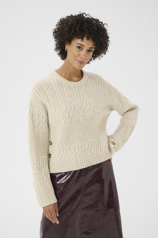 Part Two Textured Knit Jumper Beige Sindy - MMJs Fashion