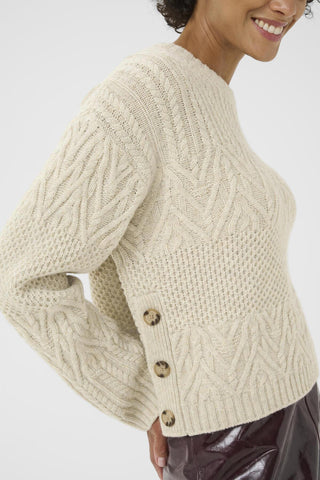 Part Two Textured Knit Jumper Beige Sindy - MMJs Fashion