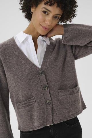 Part Two V - Neck Cardigan Brown Melange Sveva - MMJs Fashion