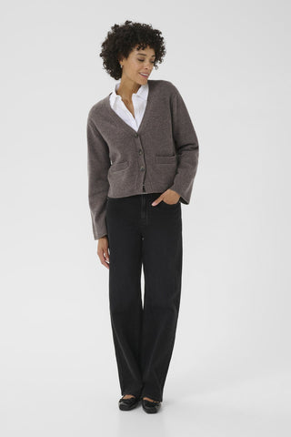 Part Two V - Neck Cardigan Brown Melange Sveva - MMJs Fashion