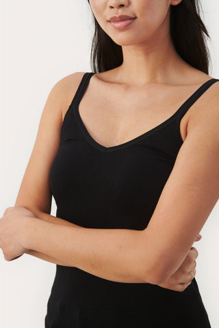 Part Two V Neck Vest Top Black Hydda - MMJs Fashion