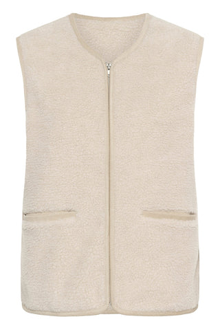 Part Two Warm Fleece Waistcoat Beige Camelie - MMJs Fashion