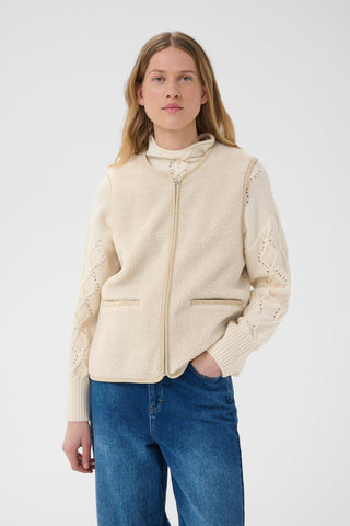 Part Two Warm Fleece Waistcoat Beige Camelie - MMJs Fashion