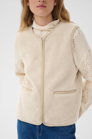 Part Two Warm Fleece Waistcoat Beige Camelie - MMJs Fashion