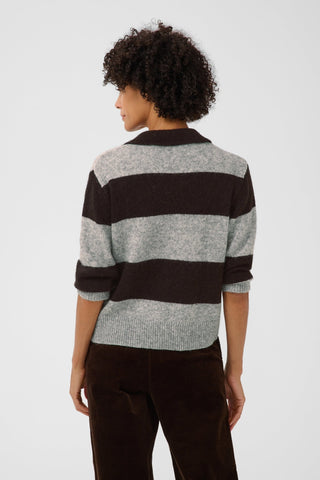 Part Two Wide Stripe Jumper Navy Brown Grey Charlott - MMJs Fashion