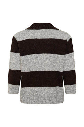 Part Two Wide Stripe Jumper Navy Brown Grey Charlott - MMJs Fashion