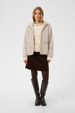 Part Two Zip Up Fleece Jacket Beige Catharina - MMJs Fashion