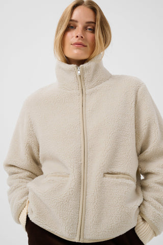 Part Two Zip Up Fleece Jacket Beige Catharina - MMJs Fashion