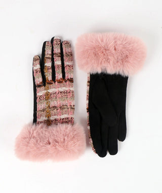 Pia Rossini Boucle Tweed Gloves Blush Pink Kelly - MMJs Fashion