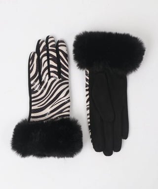 Pia Rossini Zebra Print Gloves Black White Finley - MMJs Fashion