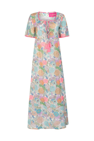 Place du Soleil Print Maxi Dress Green Rosa Flower - MMJs Fashion