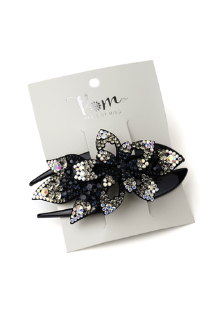 POM Crystal Floral Hair Clip Grey Olive - MMJs Fashion