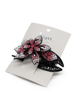 POM Crystal Floral Hair Clip Pink - MMJs Fashion