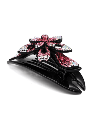 POM Crystal Floral Hair Clip Pink - MMJs Fashion