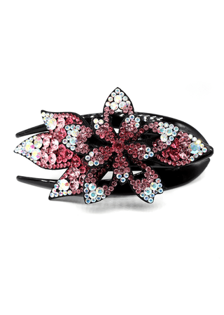 POM Crystal Floral Hair Clip Pink - MMJs Fashion