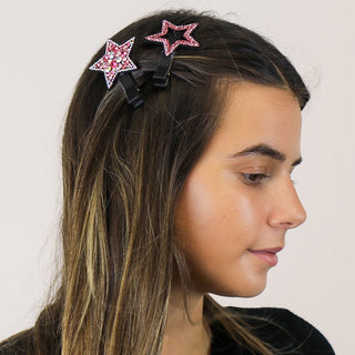 POM Crystal Star Hair Clips Pink - MMJs Fashion