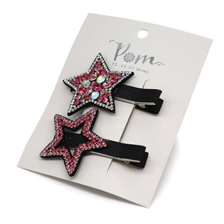 POM Crystal Star Hair Clips Pink - MMJs Fashion