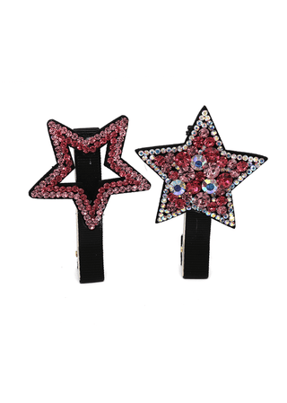 POM Crystal Star Hair Clips Pink - MMJs Fashion