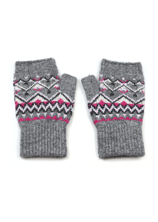 POM Fair Isle Pattern Wrist Warmers - MMJs Fashion