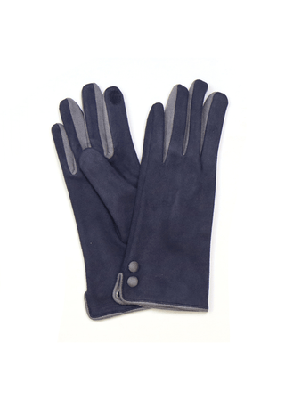 POM Faux Suede Contrast Gloves Light and Slate Grey - MMJs Fashion