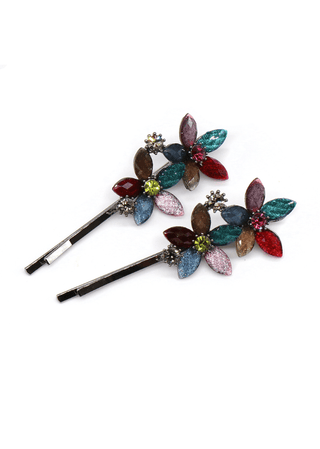 POM Floral Hair Slide Set Pink Multicoloured - MMJs Fashion