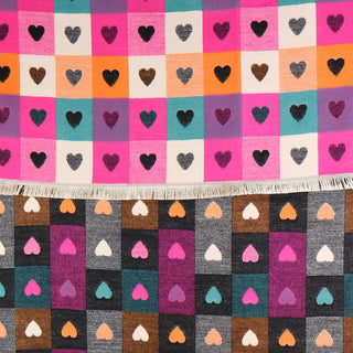 POM Heart Checkerboard Jacquard Scarf Pink - MMJs Fashion