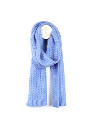POM Herringbone Cable Knit Scarf Ice Blue - MMJs Fashion