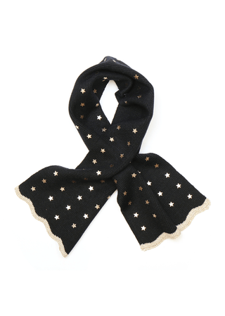 POM Metallic Star Pull Through Scarf Black - MMJs Fashion
