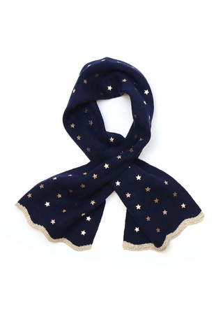 POM Metallic Star Pull Through Scarf Navy Blue - MMJs Fashion
