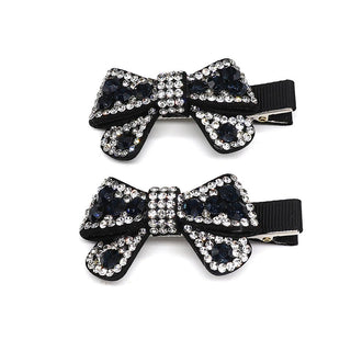 POM Mix Crystal Bow Hair Clips Black - MMJs Fashion