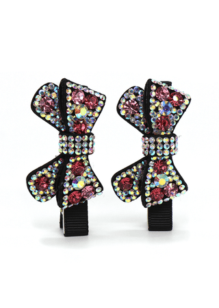 POM Mix Crystal Bow Hair Clips Pink - MMJs Fashion