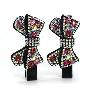POM Mix Crystal Bow Hair Clips Pink - MMJs Fashion
