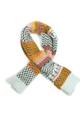 POM Patterned Pull Through Scarf Pale Blue - MMJs Fashion