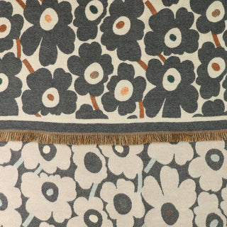 POM Poppy Print Jacquard Scarf Grey Cream - MMJs Fashion