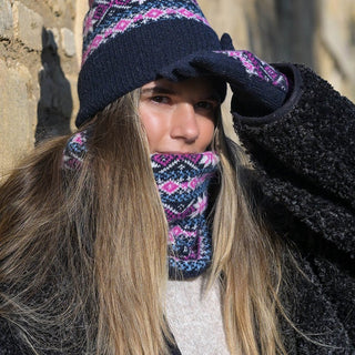 POM Scandi Starflower Gloves Navy Blue Pink - MMJs Fashion