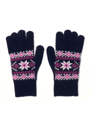 POM Scandi Starflower Gloves Navy Blue Pink - MMJs Fashion