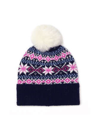 POM Scandi Starflower Hat Navy Blue Pink - MMJs Fashion