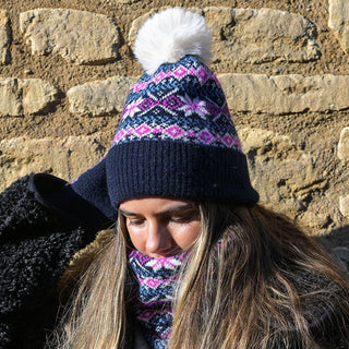 POM Scandi Starflower Hat Navy Blue Pink - MMJs Fashion