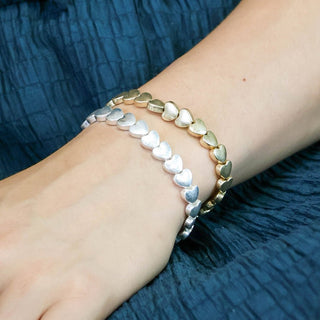 POM Silver Plated Hearts Stretch Bracelet - MMJs Fashion