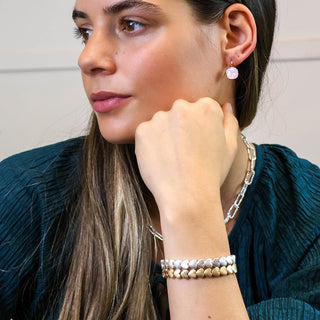 POM Silver Plated Hearts Stretch Bracelet - MMJs Fashion