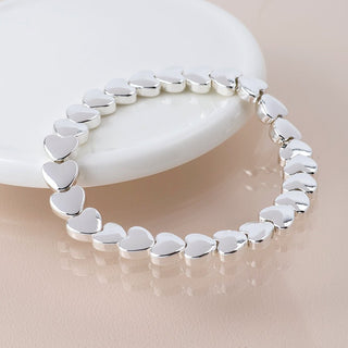 POM Silver Plated Hearts Stretch Bracelet - MMJs Fashion