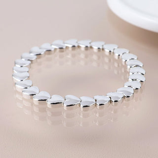 POM Silver Plated Hearts Stretch Bracelet - MMJs Fashion