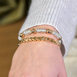 POM Silver Plated Spun Yarn & Gold Bead Bracelet - MMJs Fashion