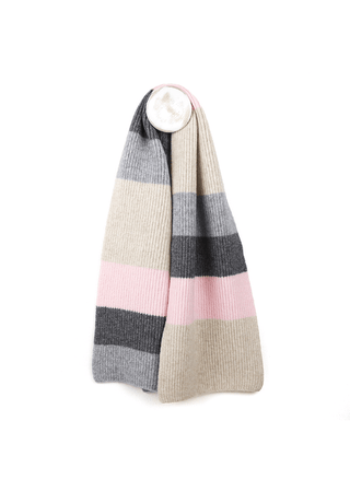 POM Striped Scarf Grey Pink Beige - MMJs Fashion