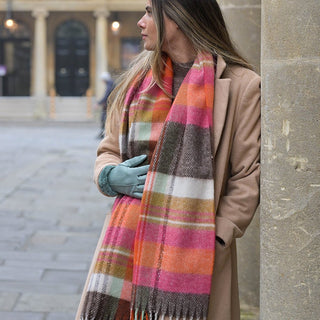 POM Tartan Check Scarf Orange Brown - MMJs Fashion